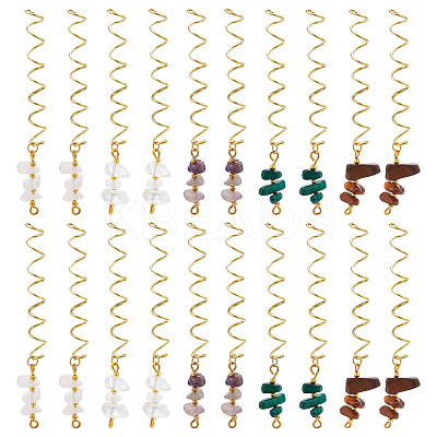 6 Sets 5 Styles Natural Tiger Eye & Rose Quartz & Amethyst FIND-NB0002-61-1