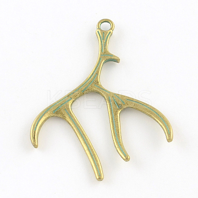 Deer Antler Zinc Alloy Big Pendants PALLOY-R065-075-FF-1
