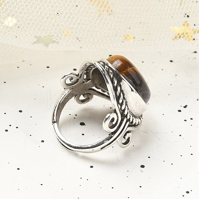 Natural Tiger Eye Adjustable Rings RJEW-I108-01AS-12-1