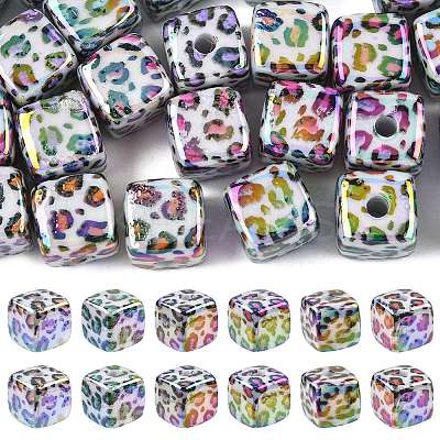 30Pcs UV Plating Opaque Acrylic Beads OACR-FS0002-56-1