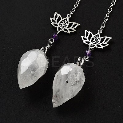 Natural Quartz Crystal Teardrop Dowsing Pendulums G-K338-11P-01-1