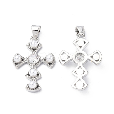 Eco-Friendly Brass Micro Pave Cubic Zirconia Pendants KK-F845-42P-1