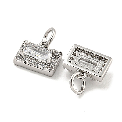 Brass Micro Pave Clear Cubic Zirconia Pendants KK-P275-31P-1