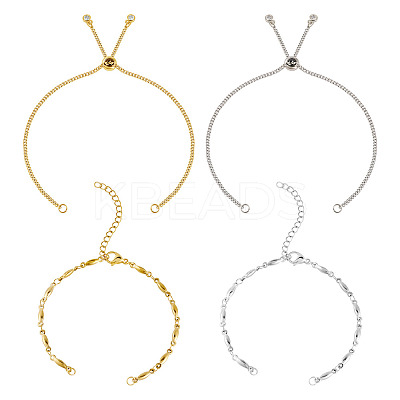 2 Sets 2 Styles 304 Stainless Steel Bar Link Chain Bracelet Making AJEW-TA0001-77-1