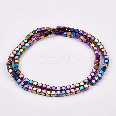 Electroplate Non-magnetic Synthetic Hematite Beads Strands G-J172-4x4mm-03-1