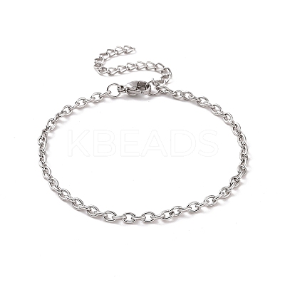 Non-Tarnish 304 Stainless Steel Cable Chain Bracelet for Men Women BJEW-E031-01P-08-1