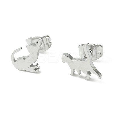 Non-Tarnish Cute Little Animal Theme 304 Stainless Steel Stud Earrings LS-EJEW-B041-02D-P-1