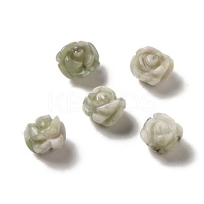 Natural Peace Jade Carved Flower Scattered Beads G-O156-B-34-1
