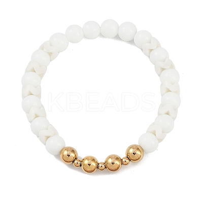 Ion Plating(IP) 304 Stainless Steel & Round Glass Beaded Stretch Bracelets for Women Men BJEW-M046-05G-1