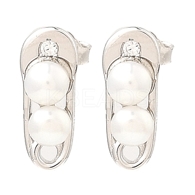 Anti-Tarnish Rhodium Plated 925 Sterling Silver Safety Pin Shape Stud Earrings EJEW-Z024-03P-1