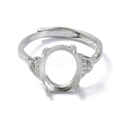 Adjustable 925 Sterling Silver 4 Prongs Ring Settings STER-K179-35P-1