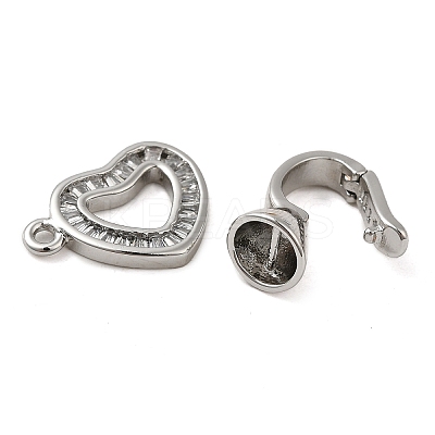 Brass Pave Clear Cubic Zirconia Fold Over Clasps KK-M270-04P-1