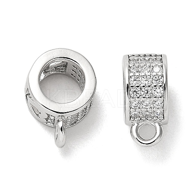 Brass Micro Pave Cubic Zirconia Tube Bails ZIRC-P112-03P-1