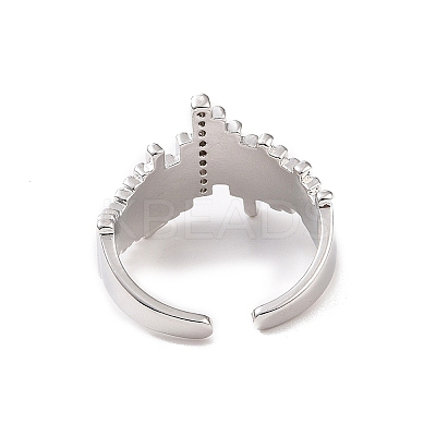 Clear Cubic Zirconia Irregular Open Cuff Ring RJEW-B028-01P-1