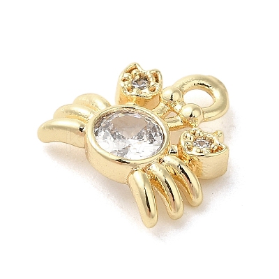 Marine Animal Theme Golden Brass Micro Pave Clear Cubic Zirconia Pendants KK-U031-01G-07-1