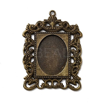 Rectangle Tibetan Style Alloy Big Pendant Cabochon Settings X-PALLOY-K109-77AB-NR-1