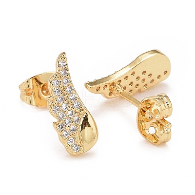 Clear Cubic Zirconia Wing Stud Earrings X-EJEW-G288-23G-1
