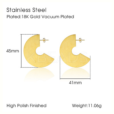 Minimalist Chic Geometric 304 Stainless Steel Stud Earrings for Women GH0189-3-1