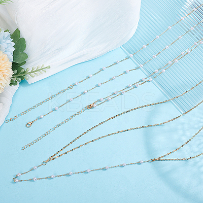 2Pcs 2 Styles Zinc Alloy with ABS Imitation Pearl Body Chain for Women AJEW-HY0002-12-1