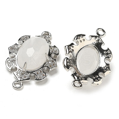 Natural Quartz Crystal Faceted Oval Connector Charms G-G181-06P-08-1