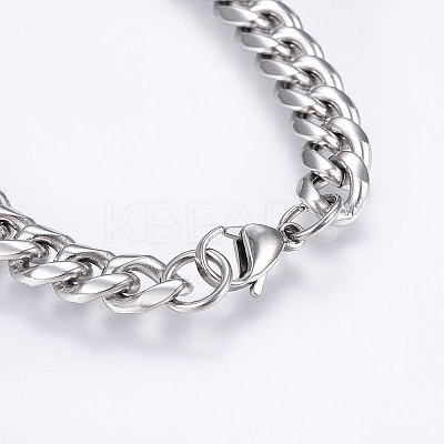 Tarnish Resistant 201 Stainless Steel Curb Chain Bracelets BJEW-E343-01A-1