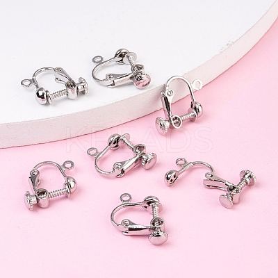 Brass Screw On Clip-on Earring Dangling Charms Pendants Setting Findings LS-KK-M019-01P-1