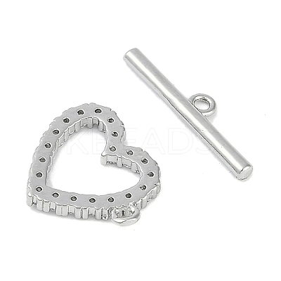 Brass Micro Pave Clear Cubic Zirconia Toggle Clasps KK-K391-07P-1