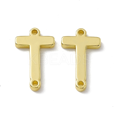 Rack Plating Brass Letter Connector Charms KK-C007-38G-T-1