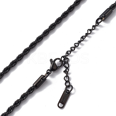 304 Stainless Steel Rope Chain Necklace for Men Women NJEW-K245-023B-1