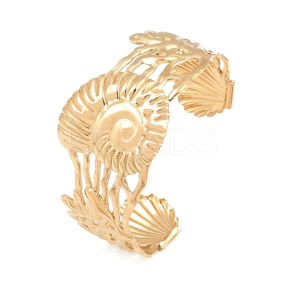 Summer Beach 304 Stainless Steel Open Cuff Bangles for Women SA-CBA9AC8-02B-G-1