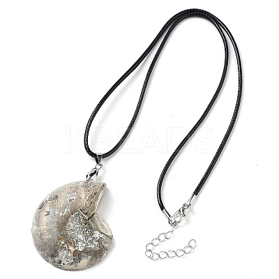 Natural Conch Fossil Pendant Necklaces G-P552-01P-1