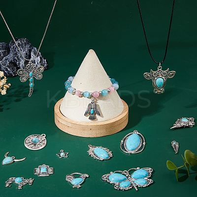 15Pcs 15 Styles Dyed Synthetic Turquoise Pendants FIND-DC0007-90-1