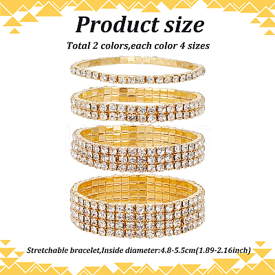 8Pcs 8 Style Crystal Rhinestone Tennis Bracelets Set BJEW-AN0001-51-1