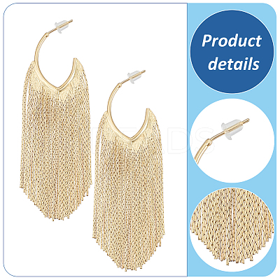 2 Pairs 2 Colors Alloy Tassel Stud Earrings EJEW-AN0004-75-1