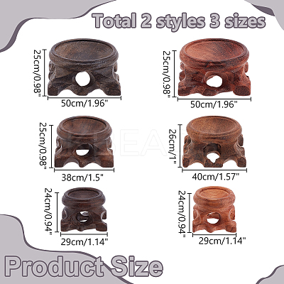 8Pcs 6 Styles Flat Round Wood Display Base Stand Holder for Crystal Ball DJEW-WR0001-04-1