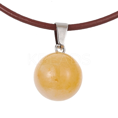 Natural Citrine Round Pendant Necklaces NJEW-JN04478-04-1