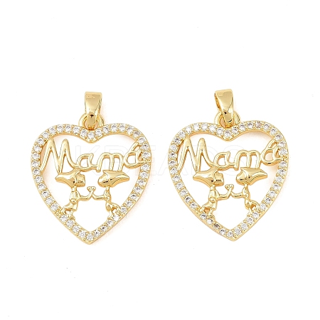 Mother's Day Brass Micro Pave Clear Cubic Zirconia Pendants KK-F931-20B-G-1