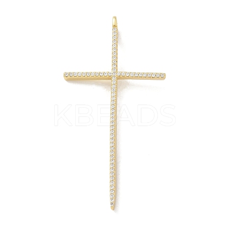 Brass Micro Pave Clear Cubic Zirconia Big Pendants KK-M300-09G-01-1