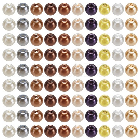 1000Pcs 10 Colors Baking Paint Pearlized Glass Imitation Pearl Round Beads HY-SP0001-01D-1