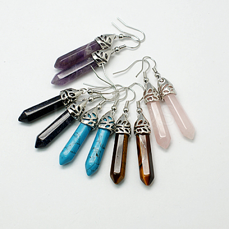 Fashion Natural & Synthetic Gemstone Dangle Earrings EJEW-G073-M-1
