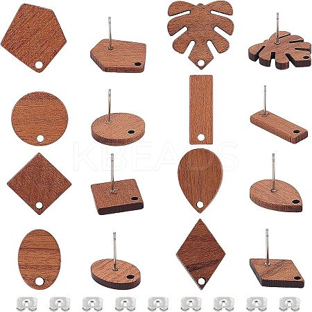 Walnut Wood Stud Earring Findings DIY-OC0005-42P-1
