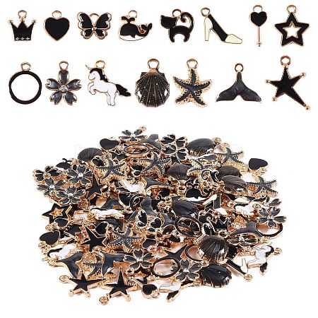 140Pcs 14 Styles Alloy Pendants ENAM-SZ0001-91-1