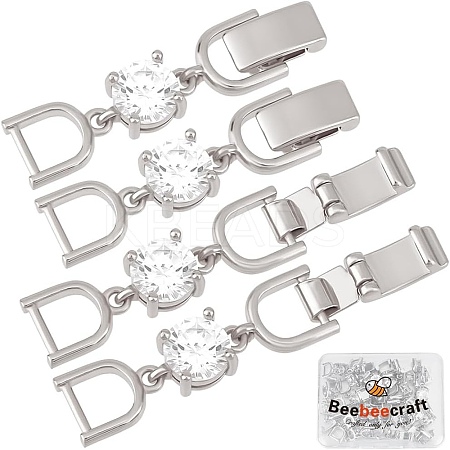 6Pcs Extender Clasps Brass Micro Pave Cubic Zirconia Fold Over Extension Clasps FIND-BBC0003-54B-1