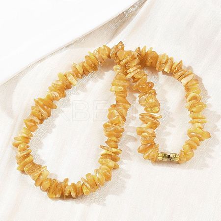 Natural Amber Chip Beaded Necklaces NJEW-L466-03C-1