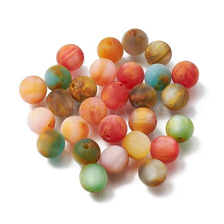 Frosted & Painted Resin Beads RESI-H044-04-1