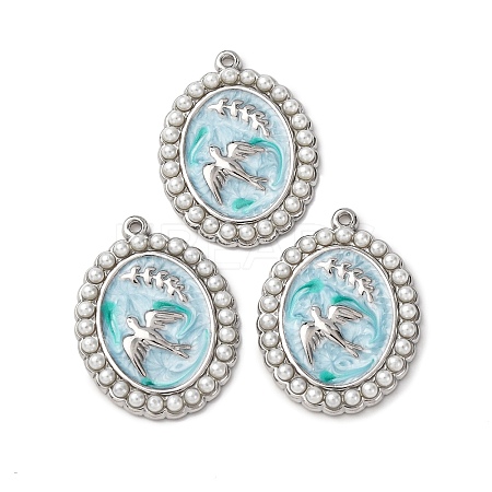 304 Stainless Steel Enamel Pendants STAS-P406-27B-P-1
