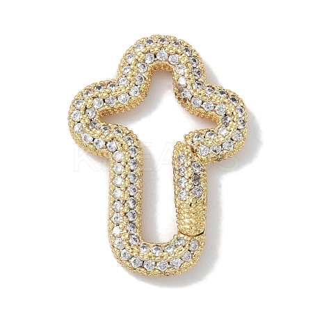 Rack Plating Brass Micro Pave Cubic Zirconia Twister Clasps KK-NH0002-13G-01-1