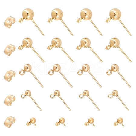 30Pcs 5 Styles 304 Stainless Steel Ball Post Stud Earring Findings STAS-PH0001-48-1