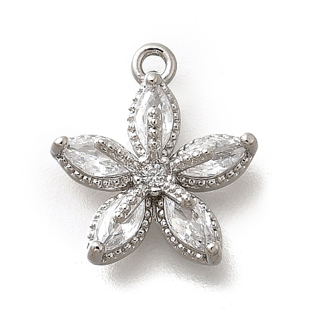Brass Micro Pave Cubic Zirconia Pendants KK-Q035-13P-1