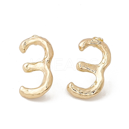 Brass Number Stud Earrings with 925 Sterling Silver Pins for Women LS-EJEW-A077-01C-1